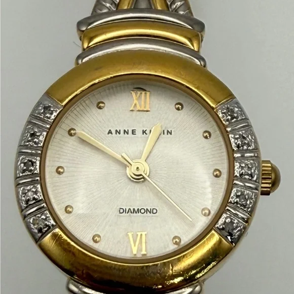 Anne Klein Gold and Silver tone Women's Bangle Watch with diamonds - Picture 7 of 14